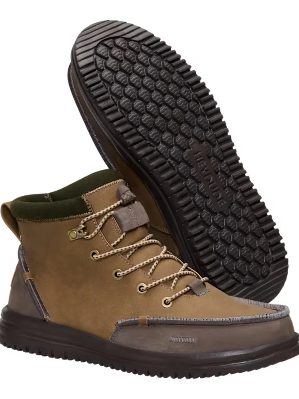 Hey Dude Bradley Tan and Olive Green Men's Boots